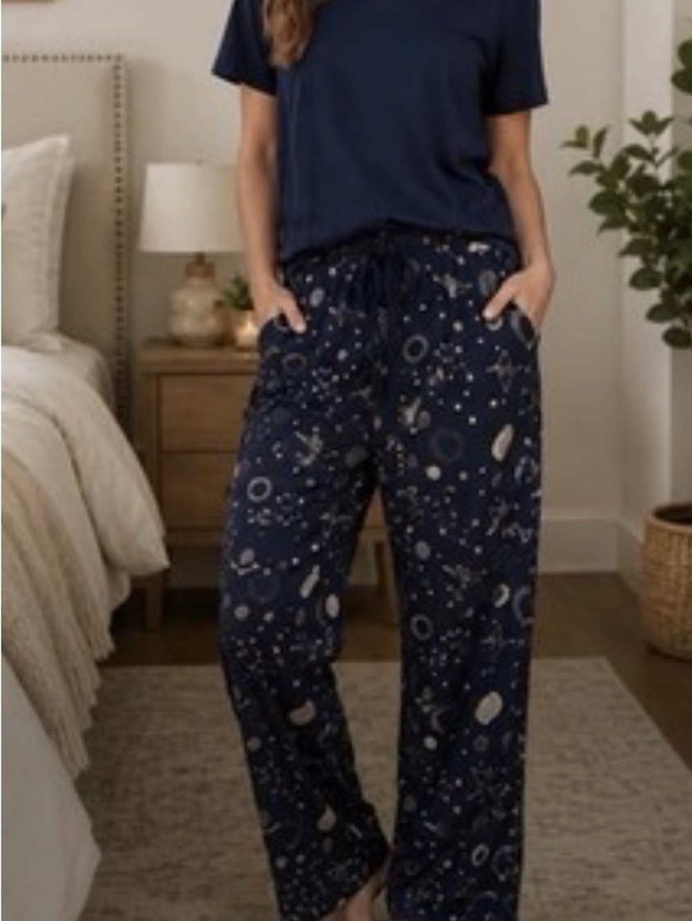 Hale Bob 2pc Pajama Set Navy Constellation Origami Lounge Sleepwear